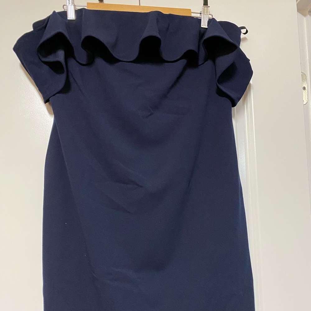 Navy Knee length Calvin Klein off-shoulder dress